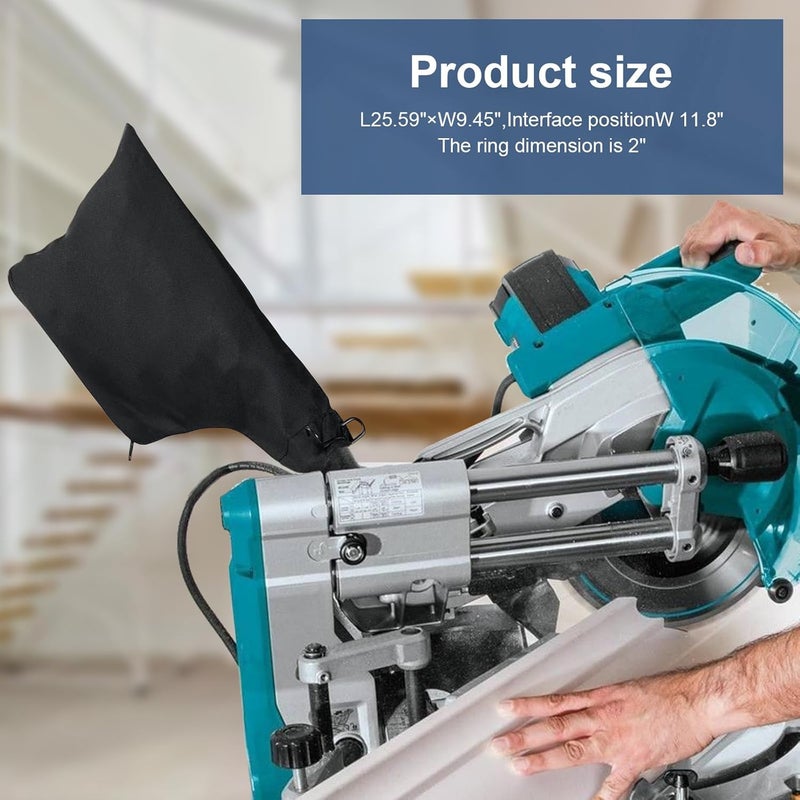 CCTIVED Miter Saw Dust Bag for 255, 2 Pack Dust Collector Bags with Zipper and Wired Adjustable Stand, Compatible with Ryobi, Dewalt, Craftsman, Belt Sander, Fits 1-1/2" to 2" Dust Port Miter Saws - Image 3